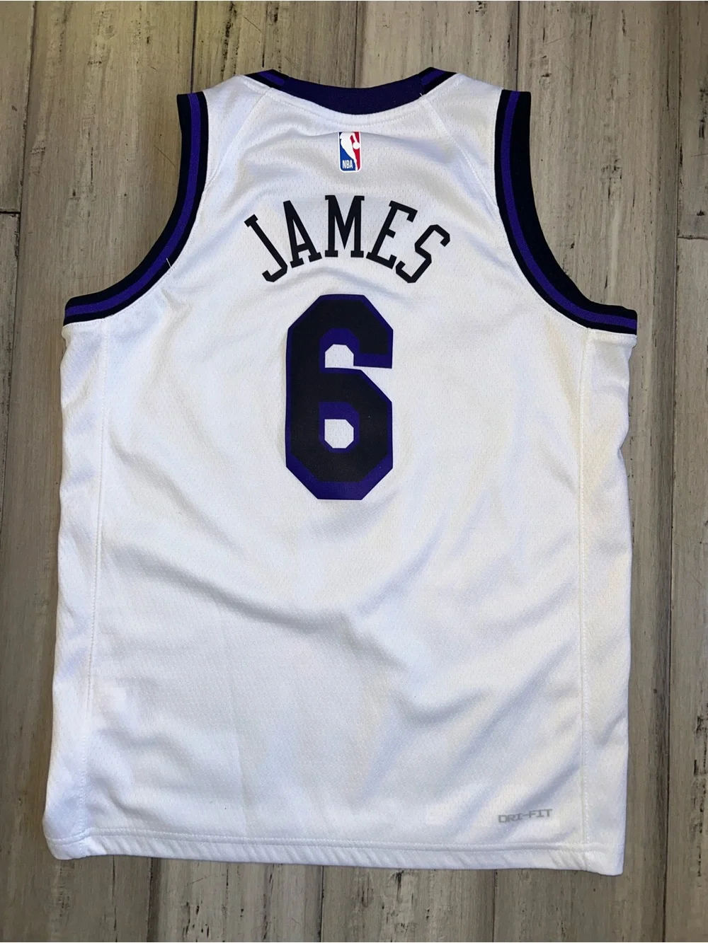 Nike LeBron James #6 Lakers City Edition Youth Medium Jersey -white purple trim